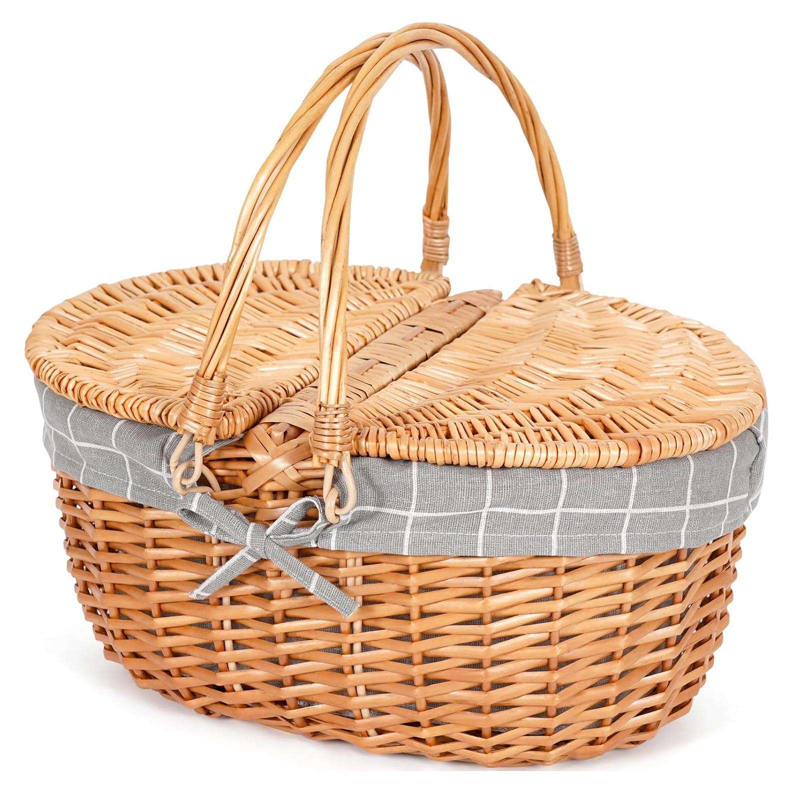 Cesta de Picnic Grande Happypicnic de Mimbre 39.9x29x18.8cm