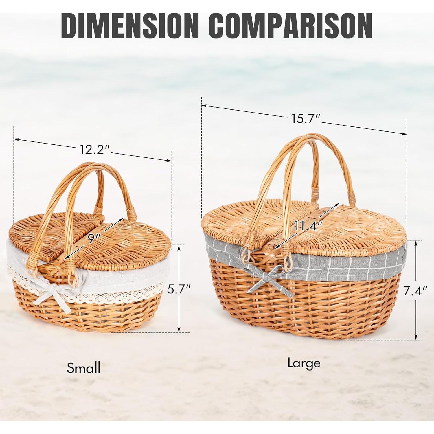 Cesta de Picnic Grande Happypicnic de Mimbre 39.9x29x18.8cm