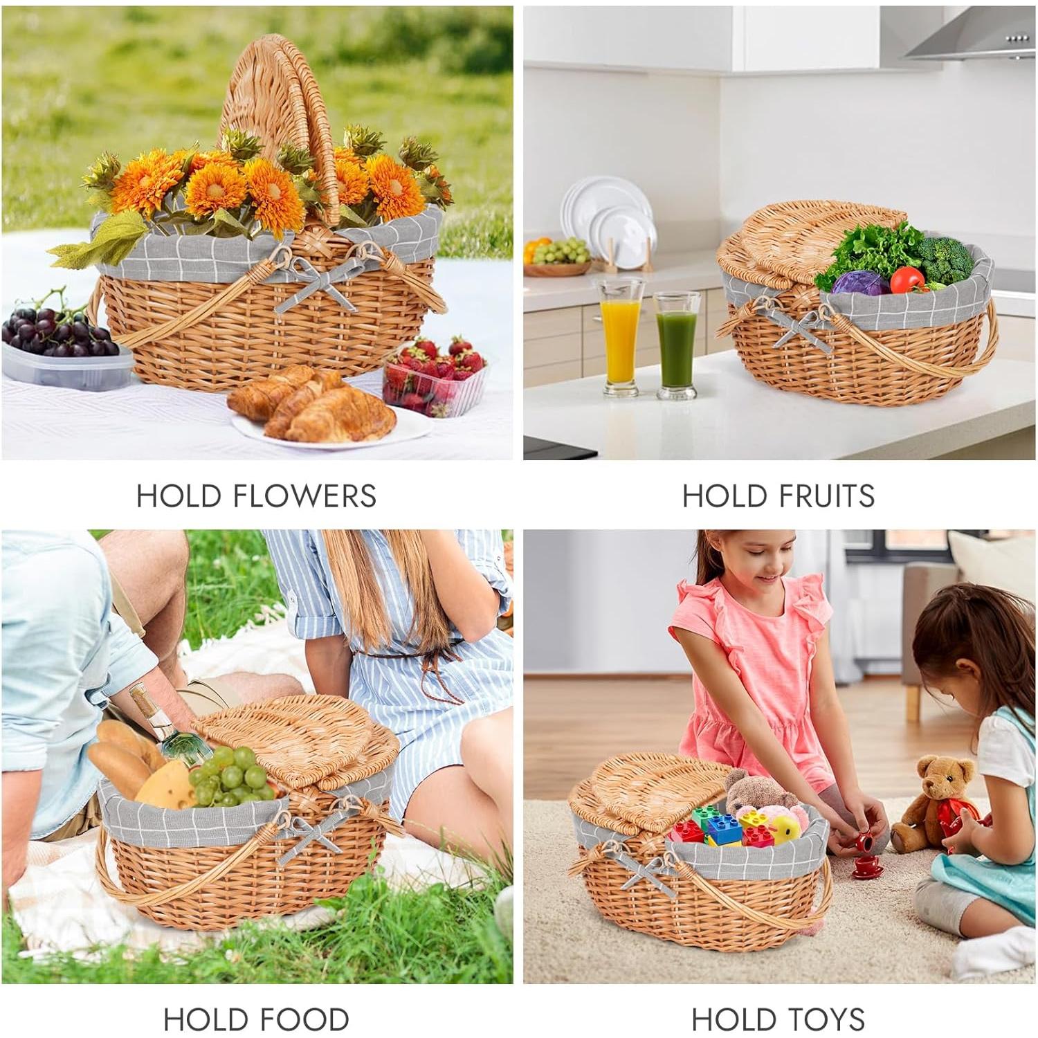 Cesta de Picnic Grande Happypicnic de Mimbre 39.9x29x18.8cm