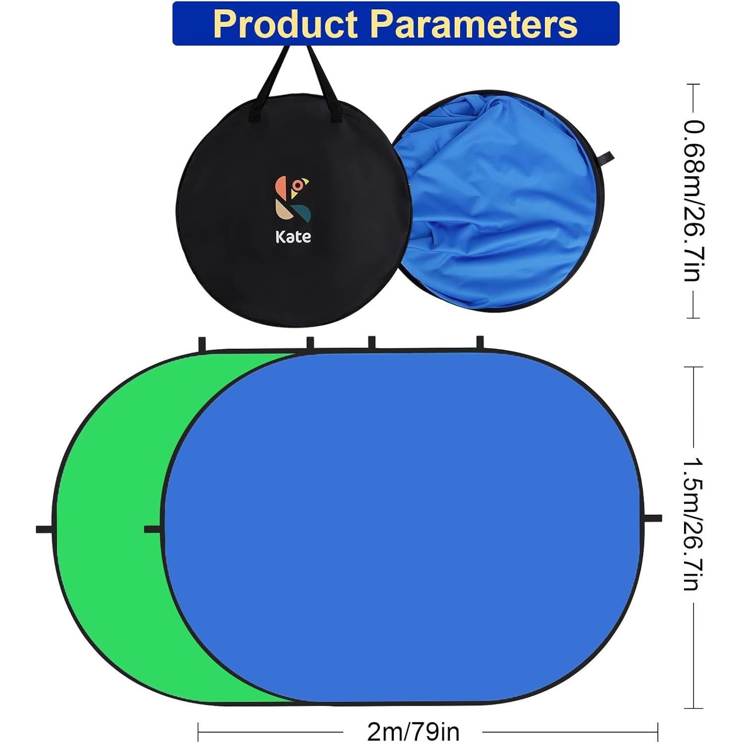 Fondo Plegable Pop-Up Kate 1.5x2m Azul/Verde para Fotografía