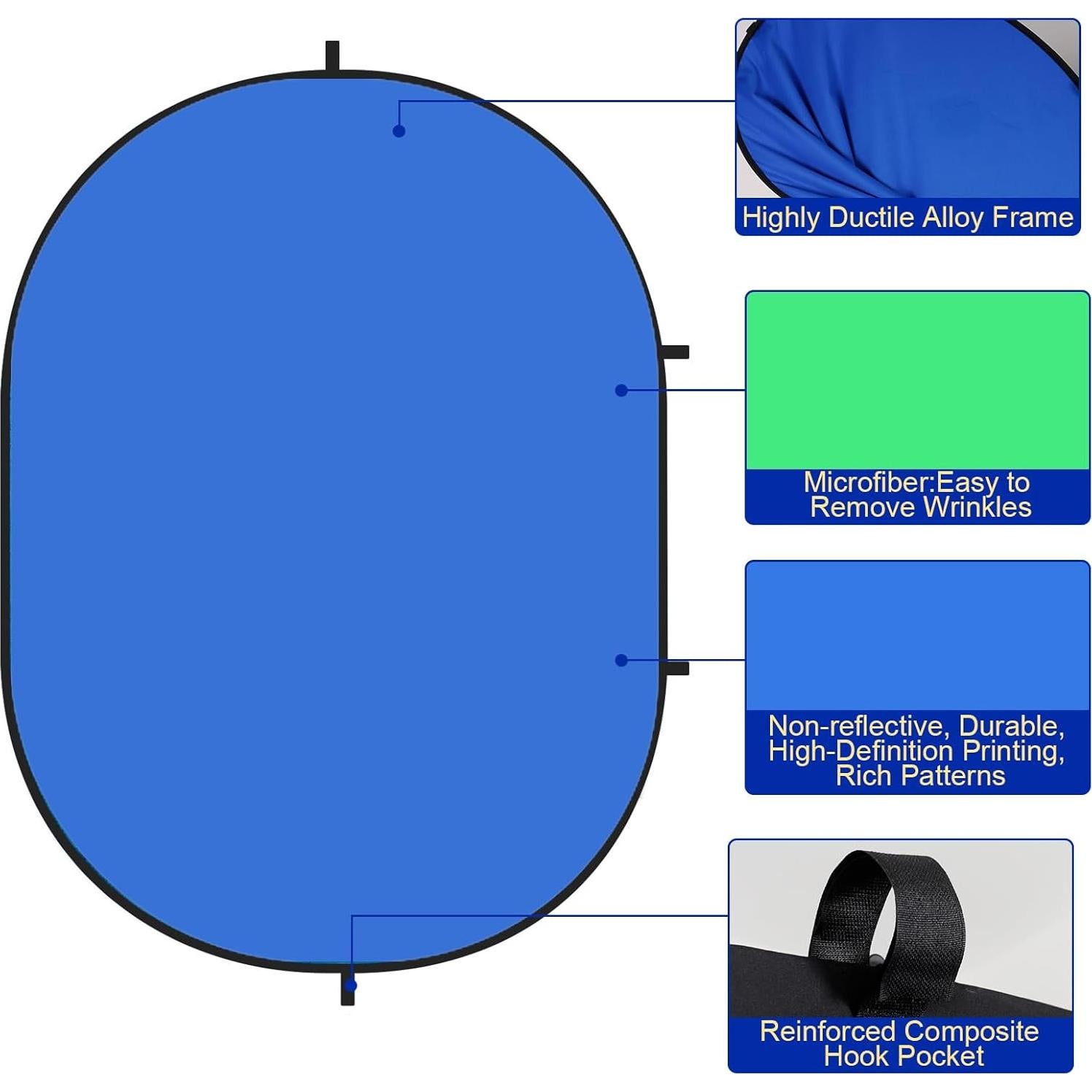 Fondo Plegable Pop-Up Kate 1.5x2m Azul/Verde para Fotografía