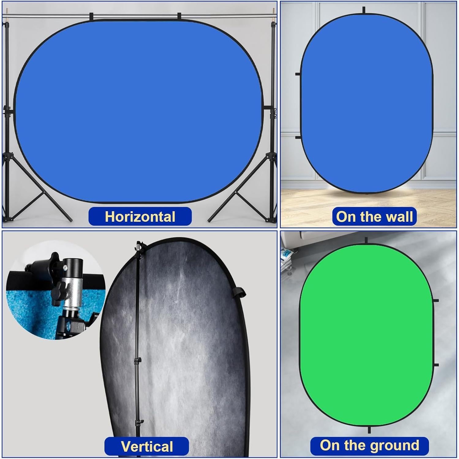 Fondo Plegable Pop-Up Kate 1.5x2m Azul/Verde para Fotografía