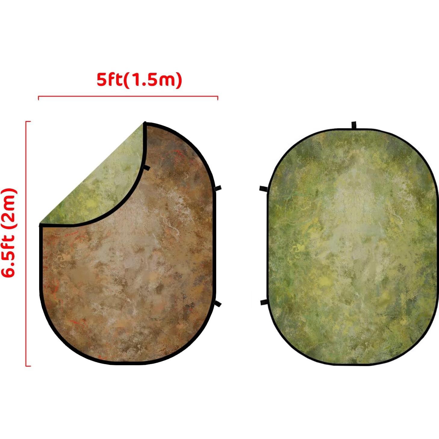 Fondo Colapsable Kate 1.5m x 2.0m Verde/Marrón para Fotografía