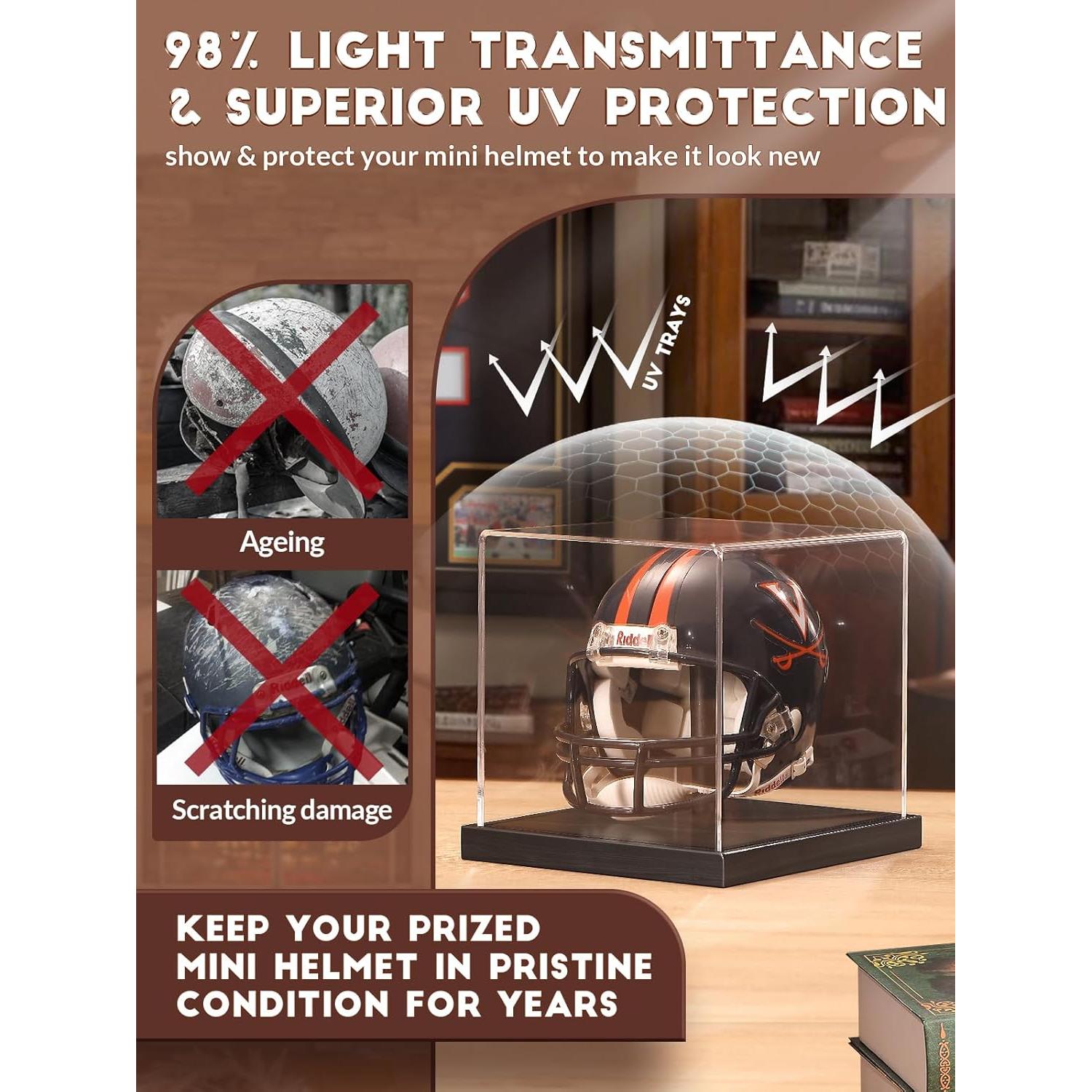 Caja de Exhibición JupDec para Mini Casco Acrílico y Madera