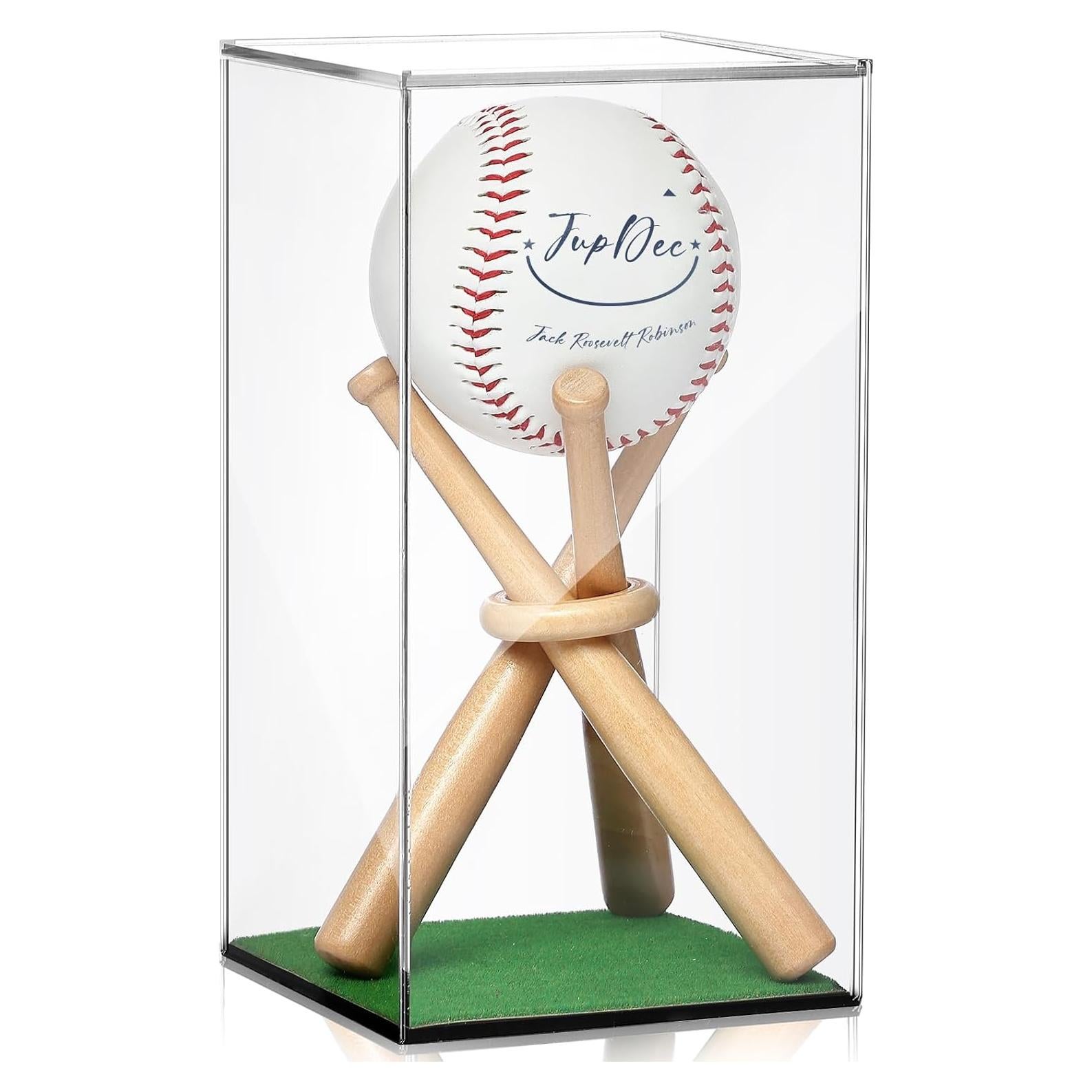 Estuche de Exhibición de Béisbol JupDec con Soporte de Madera