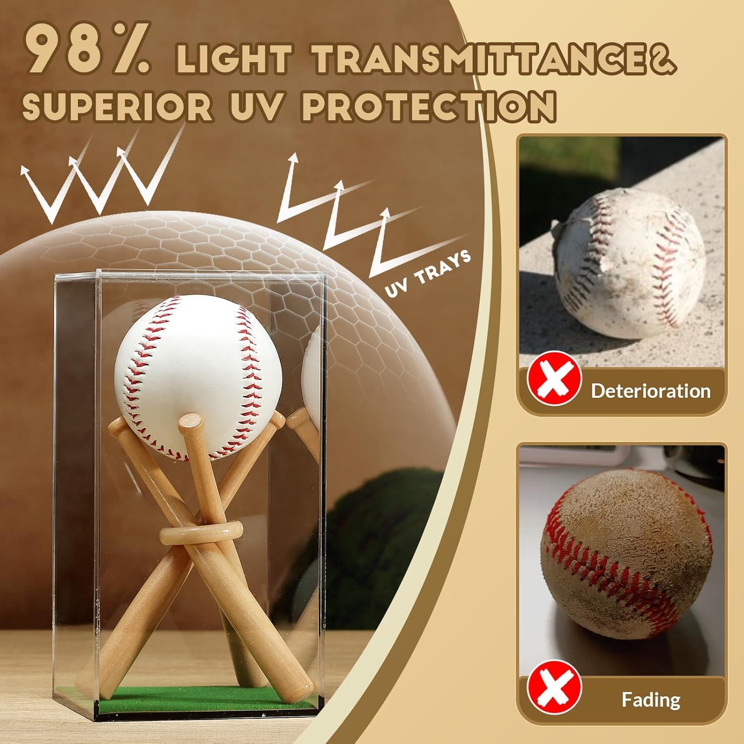 Estuche de Exhibición de Béisbol JupDec con Soporte de Madera