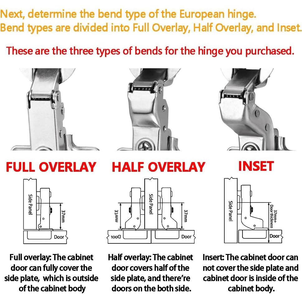 Bisagras Ocultas de Gabinete Luokim 2 Piezas Cierre Suave 105°