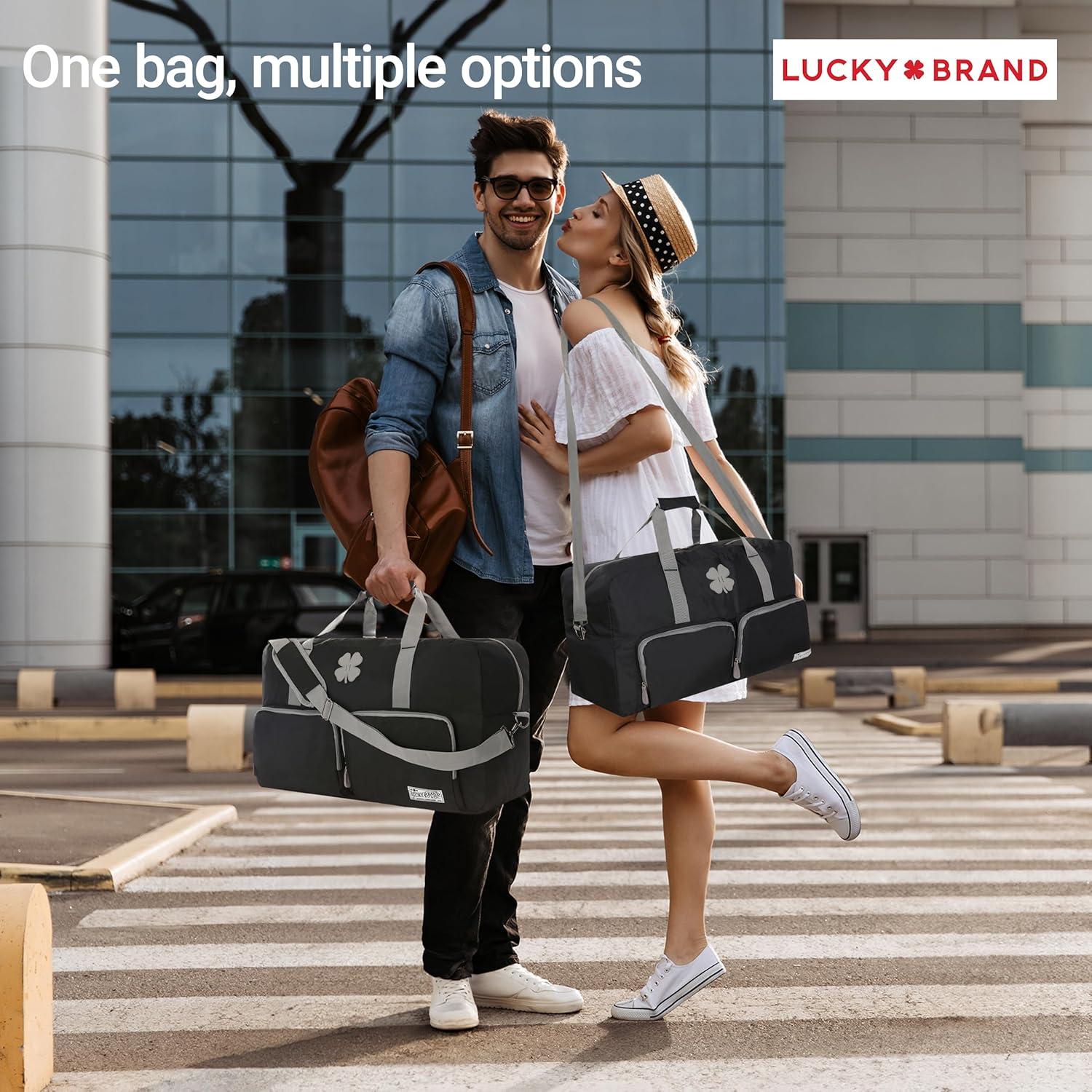 Bolsa de viaje Lucky 65L negra, duffle plegable unisex