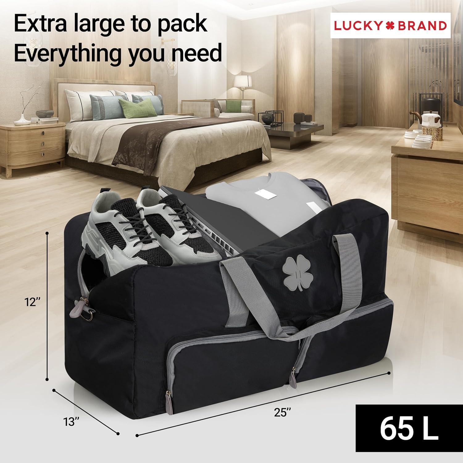 Bolsa de viaje Lucky 65L negra, duffle plegable unisex