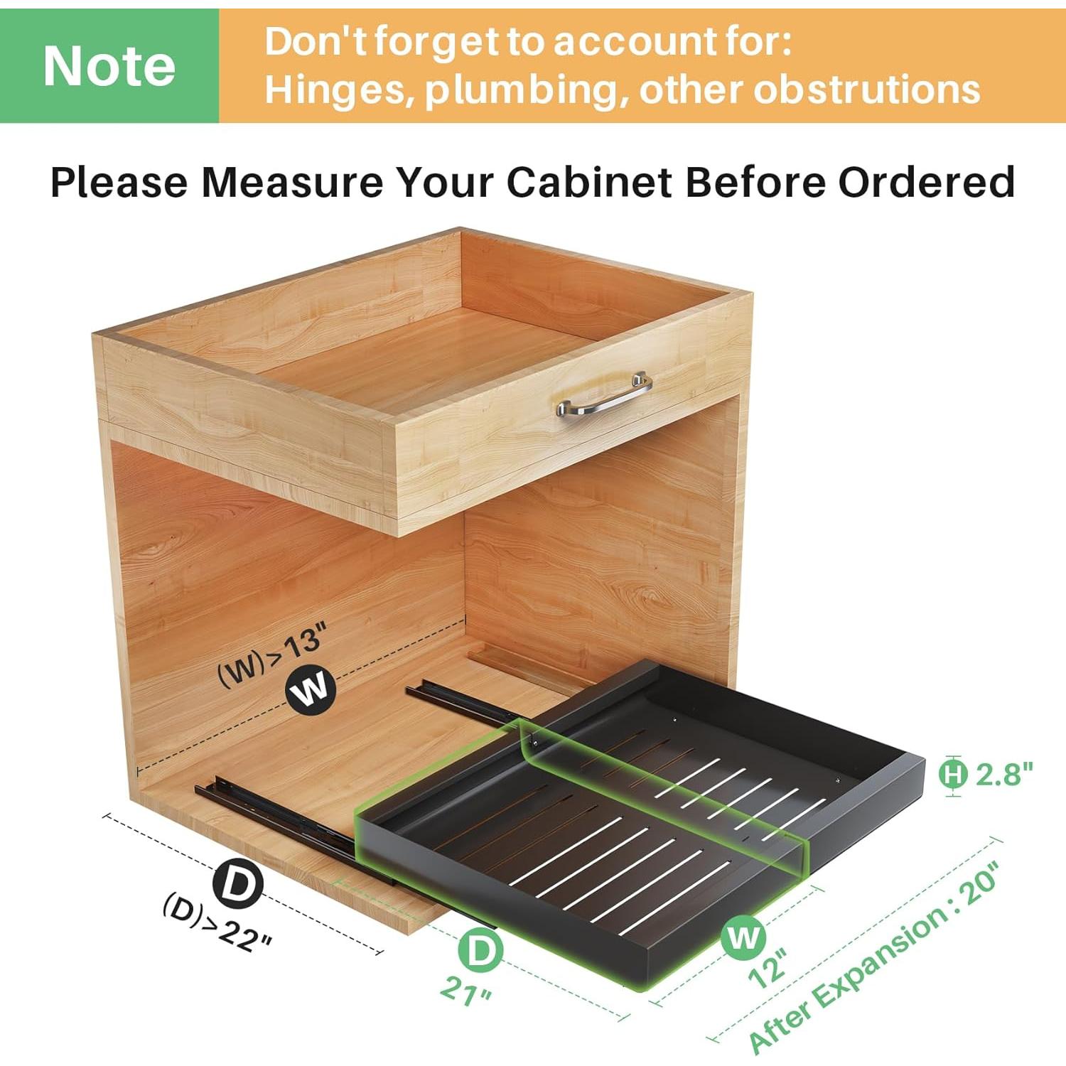 Organizador de Gabinete Expandible Kitstorack 30.48-50.8cm Negro