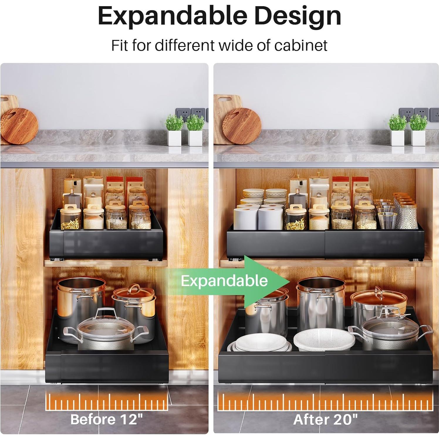 Organizador de Gabinete Expandible Kitstorack 30.48-50.8cm Negro