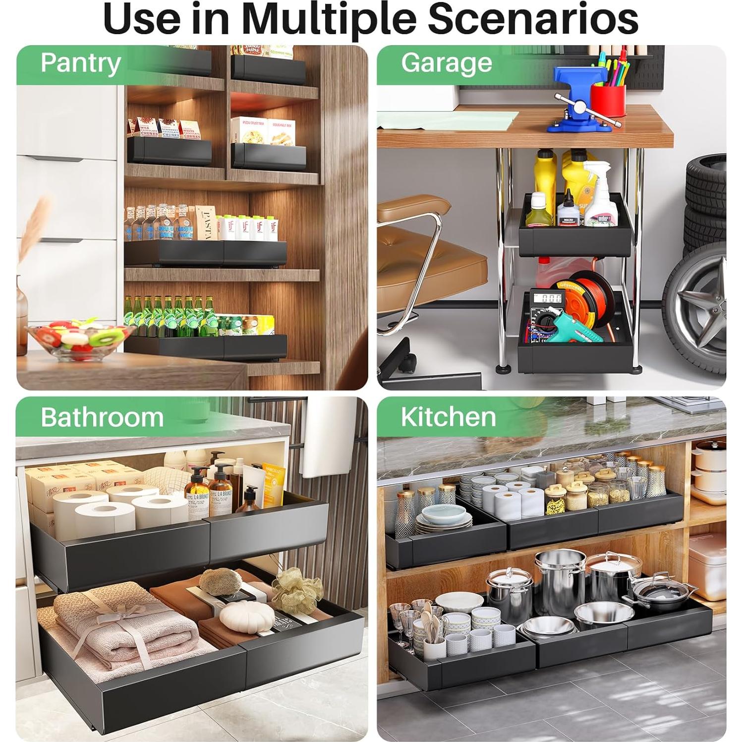 Organizador de Gabinete Expandible Kitstorack 30.48-50.8cm Negro