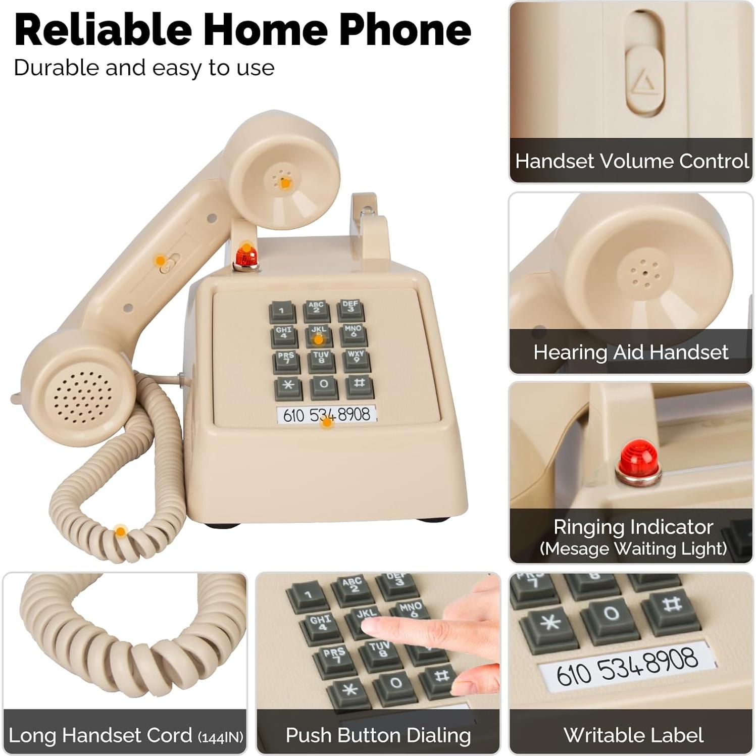 Teléfono de Mesa Analógico Sangyn Retro 2500 Beige