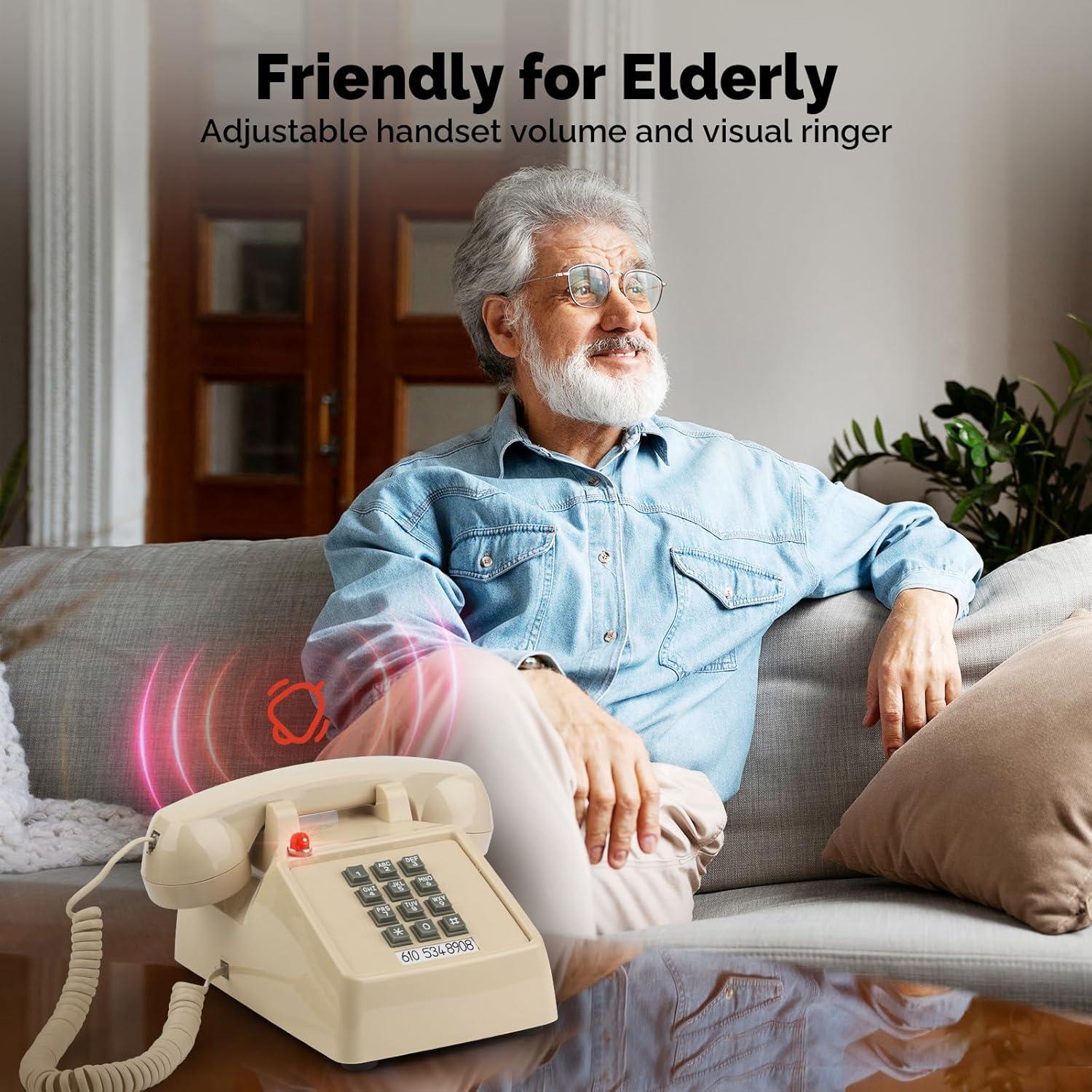 Teléfono de Mesa Analógico Sangyn Retro 2500 Beige