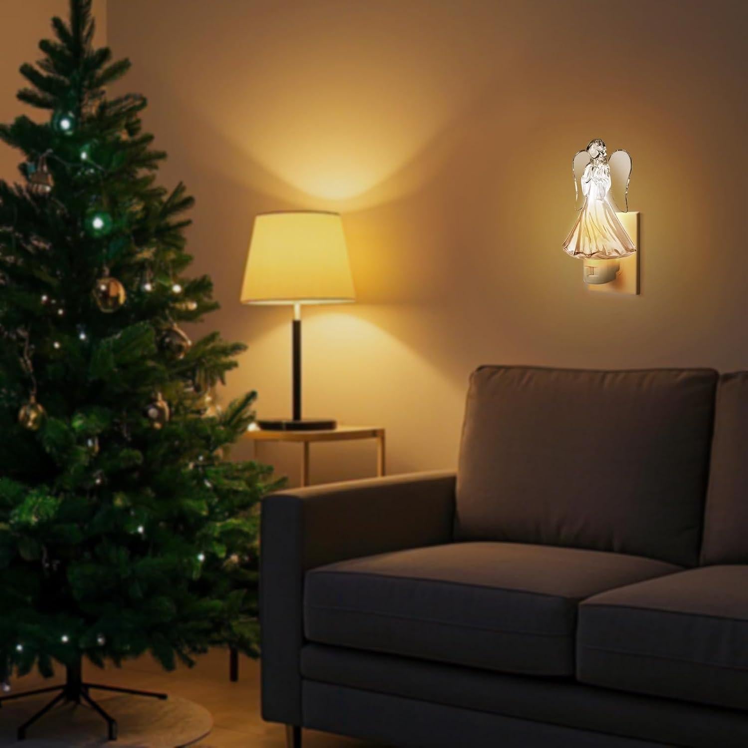 Luz Nocturna de Ángel Orante Enchufable 2PCS 5W Cálida