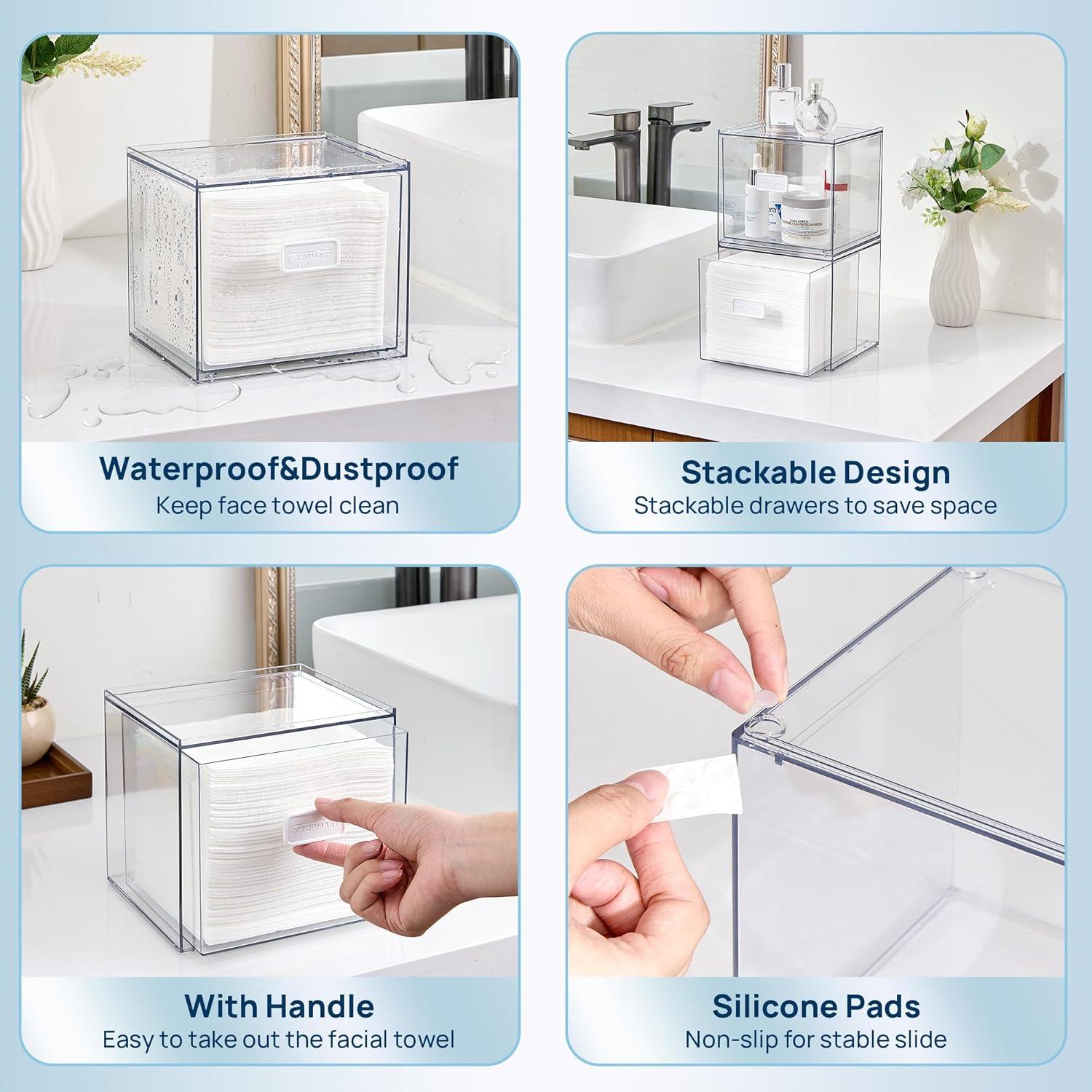 Soporte de Toallas Faciales Desechables Vtopmart, Acrílico Transparente