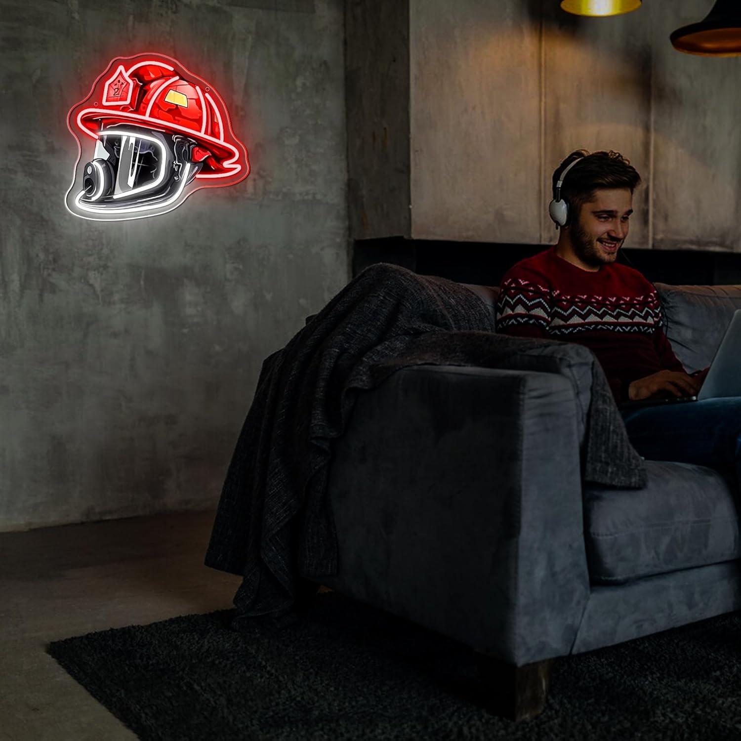 Luz de Neón Casco de Bombero Mutank LED Regulable USB 32.8x30 cm