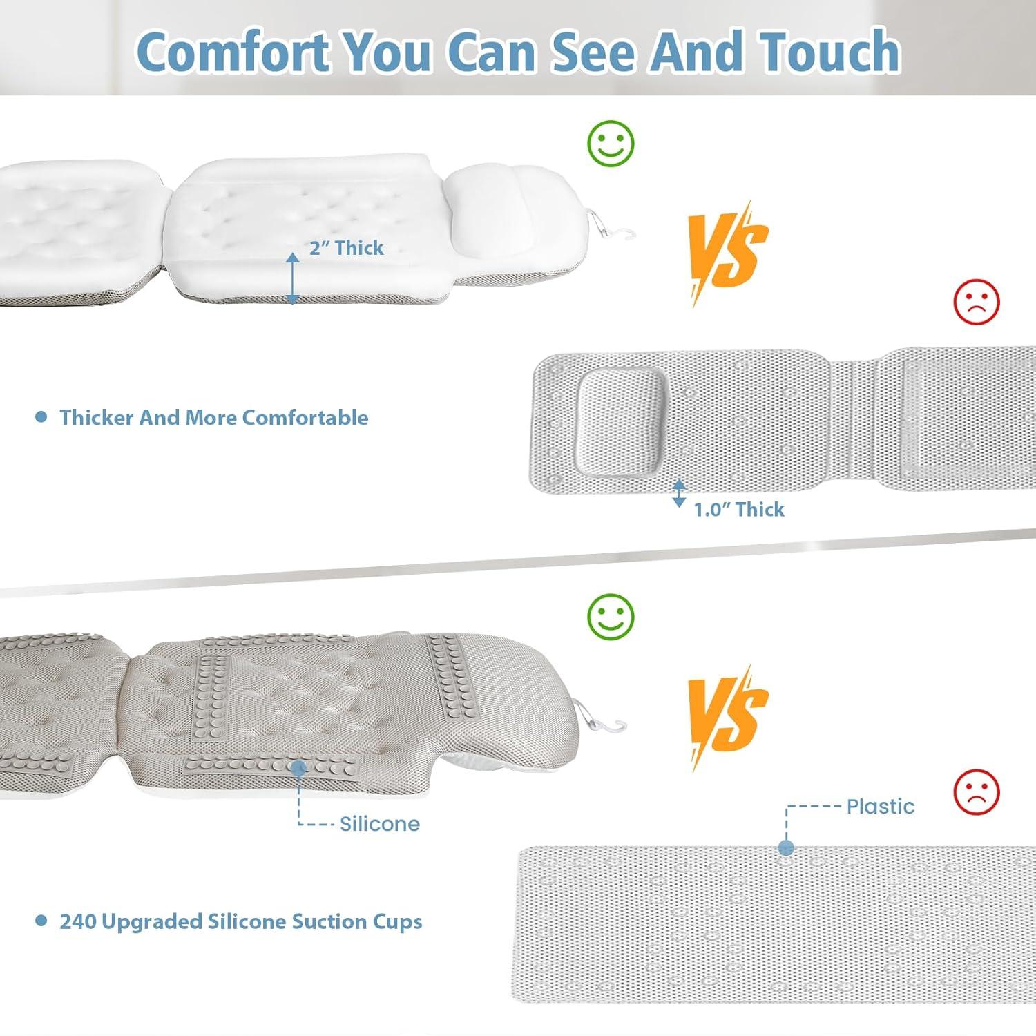 Almohada de Baño Naposeuo Cuerpo Completo 160x40.6cm Blanca