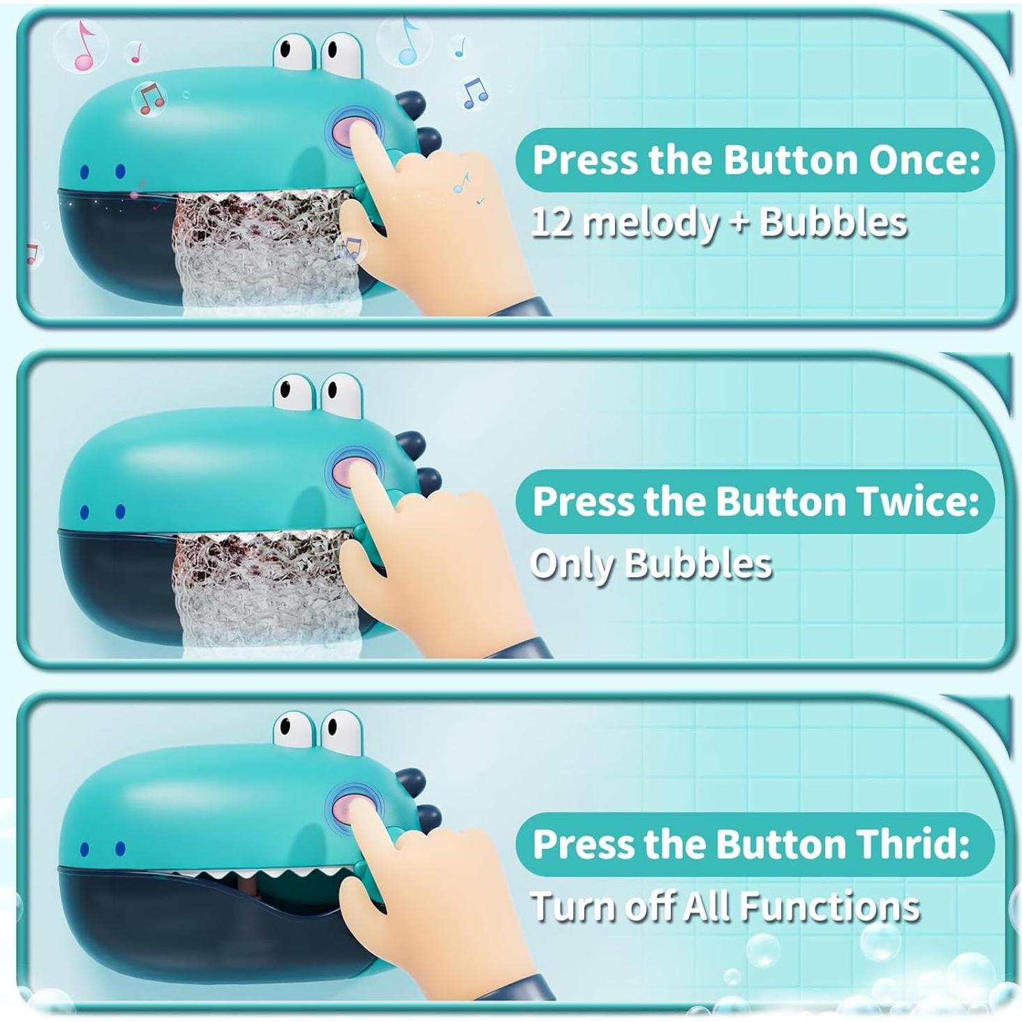 Lehoo Castle Toddler Bath Toys, Bath Bubble Machine, Dinosaur Bath Toys for Kids Ages 1-3, Bubble Maker for Bathtub, Toys for Boys Girls