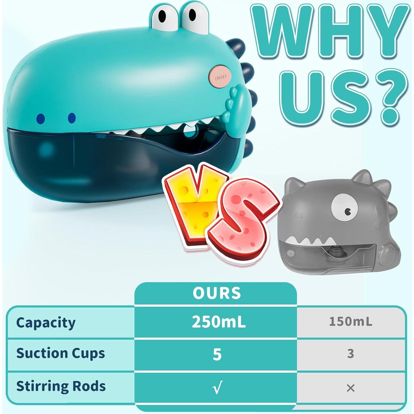 Lehoo Castle Toddler Bath Toys, Bath Bubble Machine, Dinosaur Bath Toys for Kids Ages 1-3, Bubble Maker for Bathtub, Toys for Boys Girls