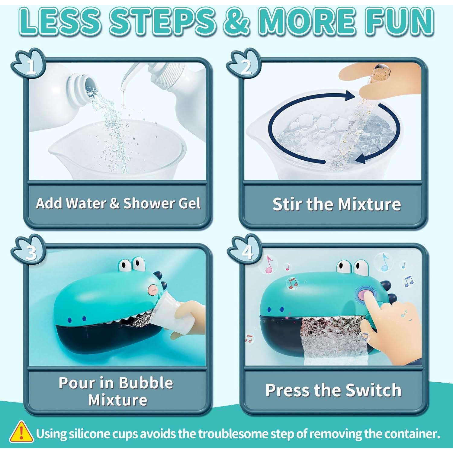 Lehoo Castle Toddler Bath Toys, Bath Bubble Machine, Dinosaur Bath Toys for Kids Ages 1-3, Bubble Maker for Bathtub, Toys for Boys Girls