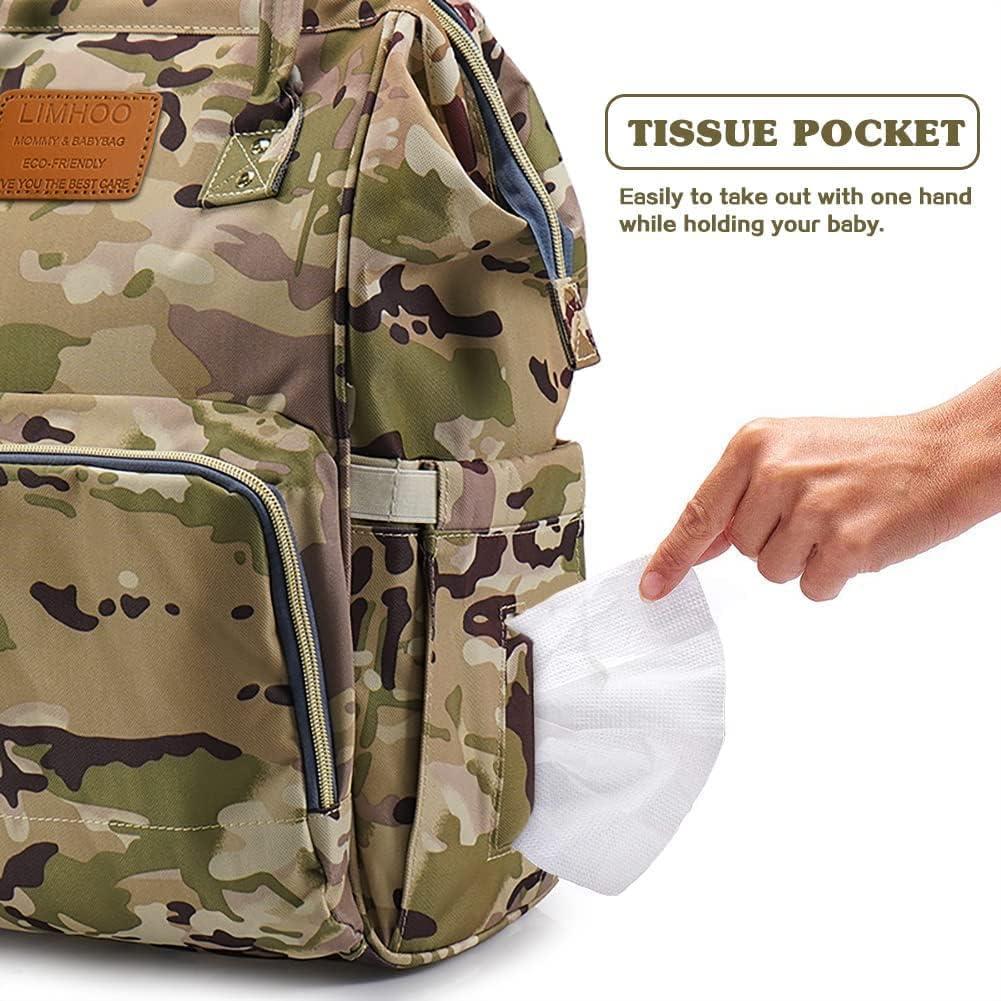 Mochila de Pañales Limhoo Camo Impermeable 41.91x27.94x17.78 cm