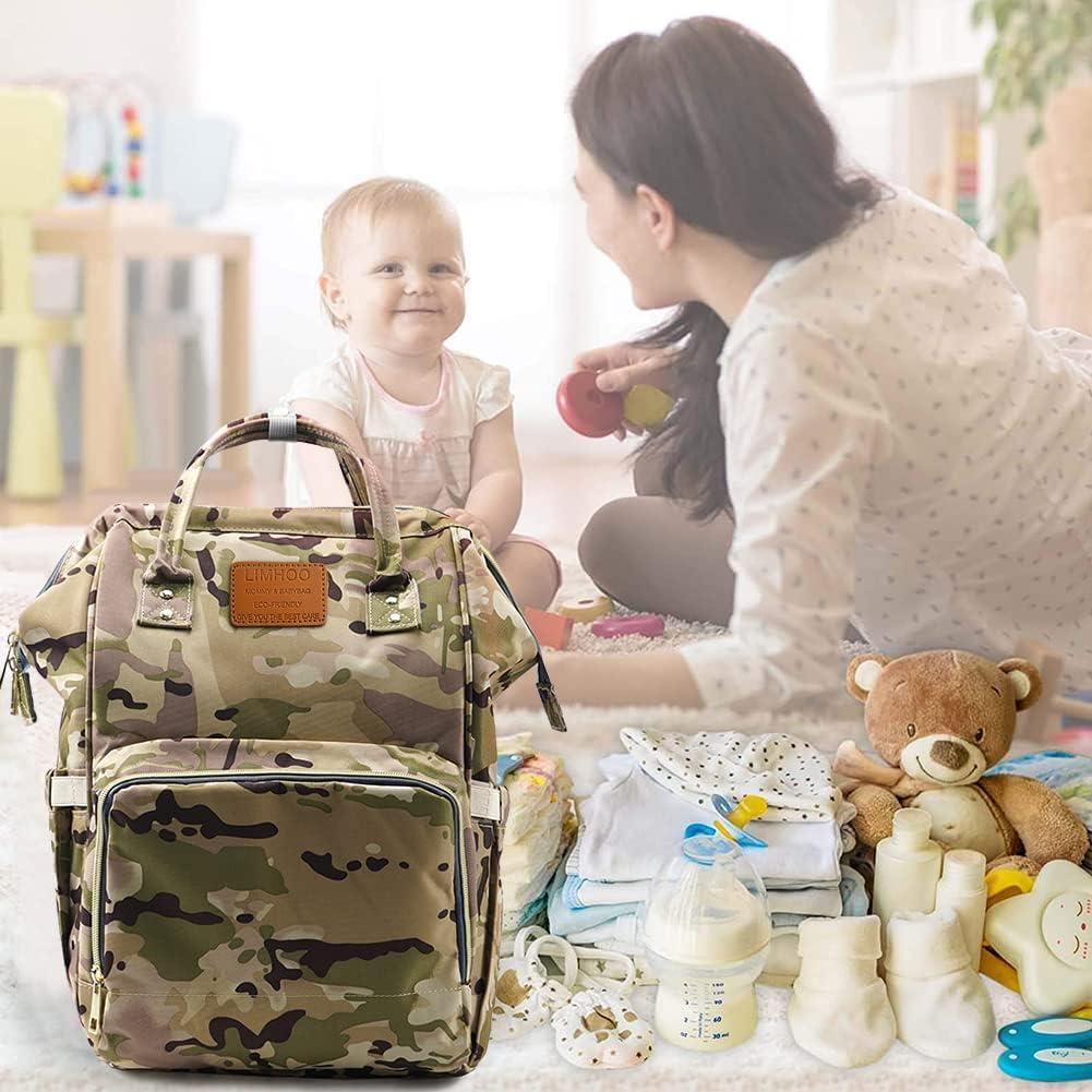 Mochila de Pañales Limhoo Camo Impermeable 41.91x27.94x17.78 cm