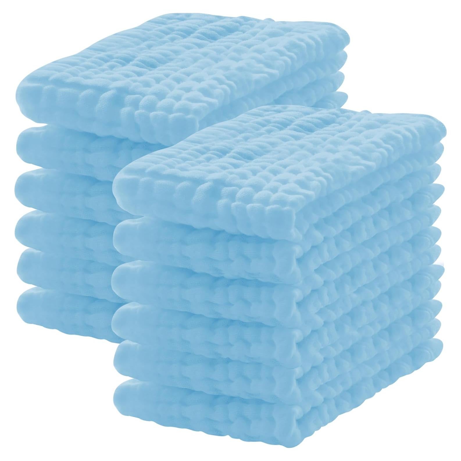 Paquete de 12 Paños de Muselina 100% Algodón Aqua 50.8x25.4cm