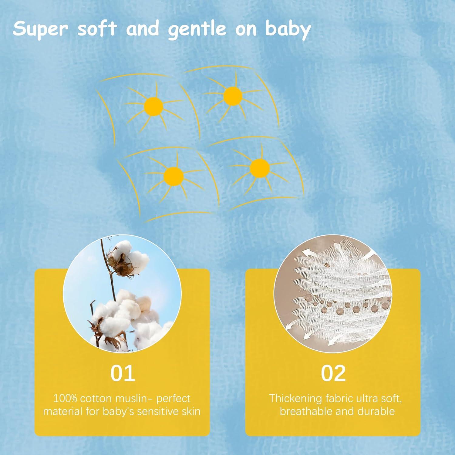 Paquete de 12 Paños de Muselina 100% Algodón Aqua 50.8x25.4cm