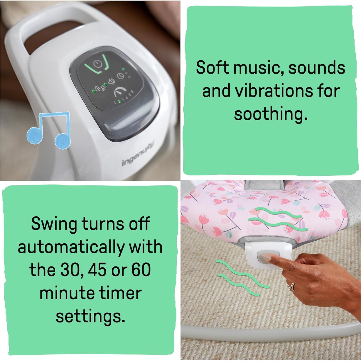 Columpio para Bebé Ingenuity SimpleComfort 6 Velocidades Rosa