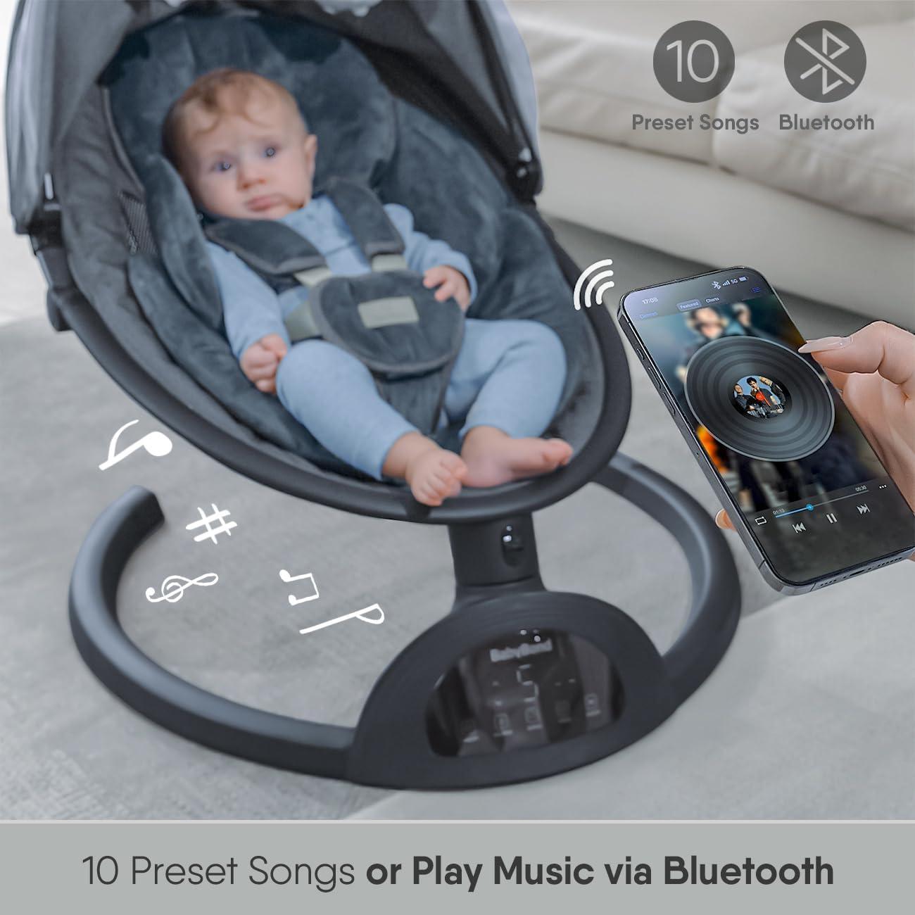 Hamaca BabyBond para Bebés Bluetooth con Control Remoto - Negro