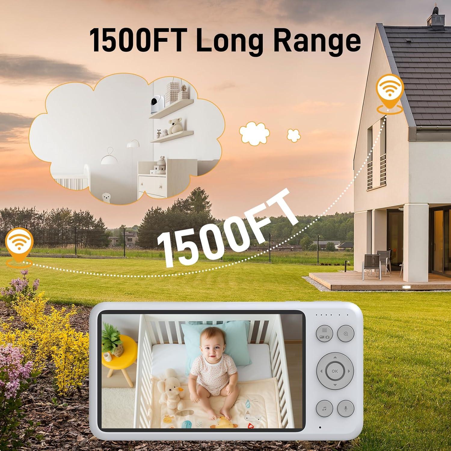 Monitor de Bebé NEWQ 1080P 5.5" Sin WiFi con Grabación