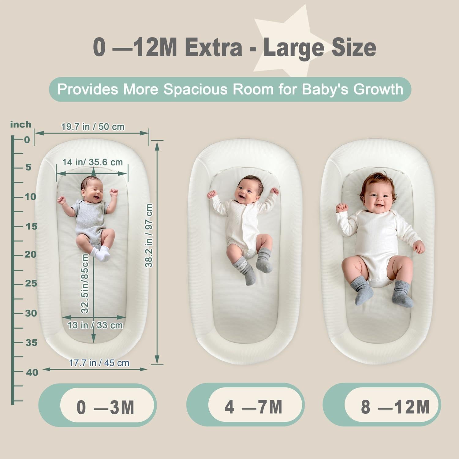 Cuna portátil XL para bebés - Lounger Verde con toldo y red