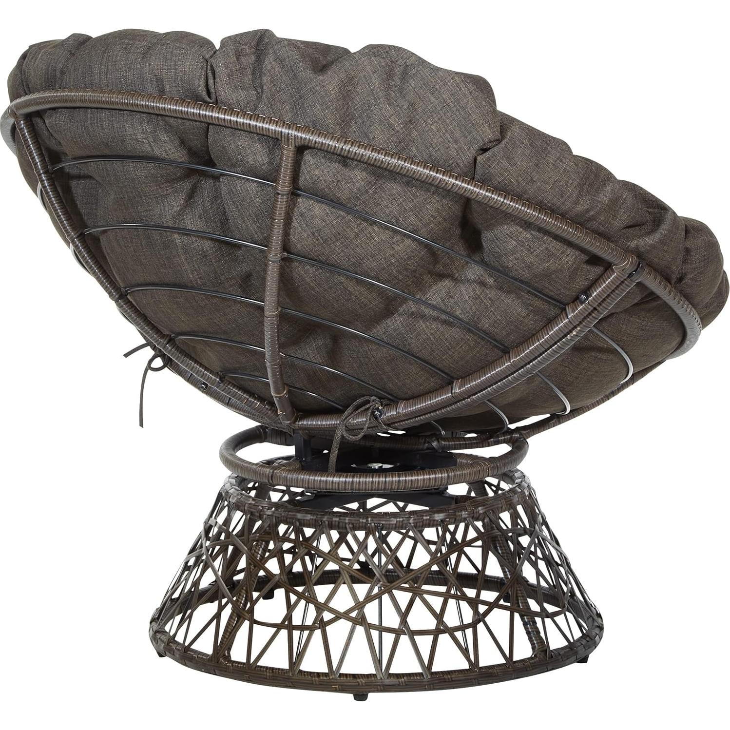 Silla Papasan de Mimbre OSP Home Furnishings 360° Marrón