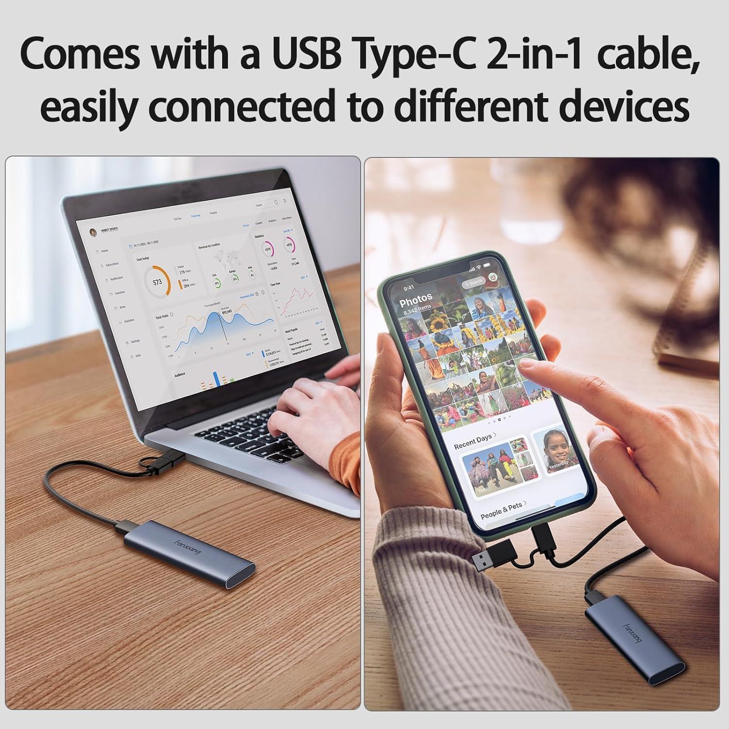 SSD Externo fanxiang PS1008 500GB USB 3.2 Gen2 1000MB/s