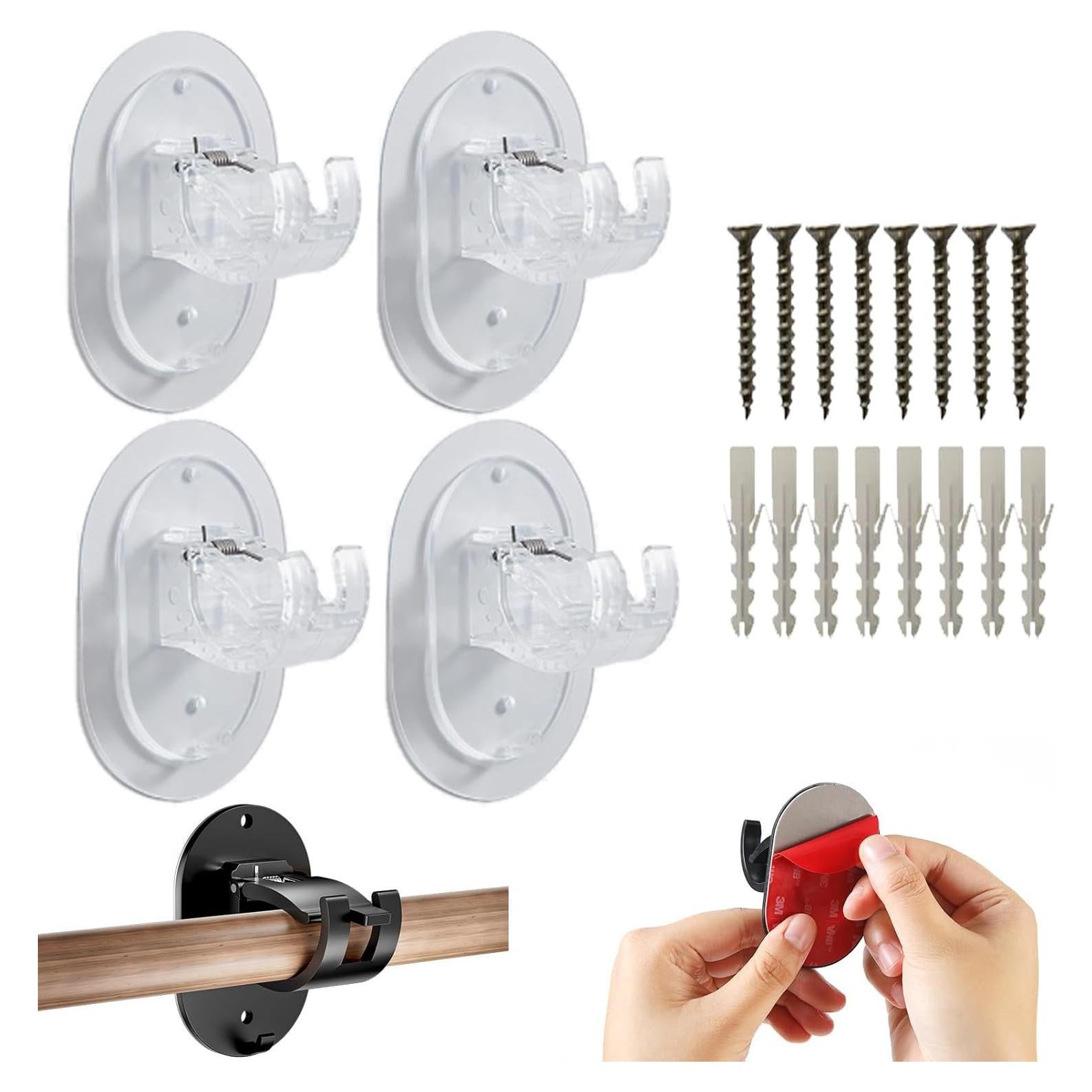 Soportes de Cortina Autoadhesivos MULIKE 4 Piezas Blanco