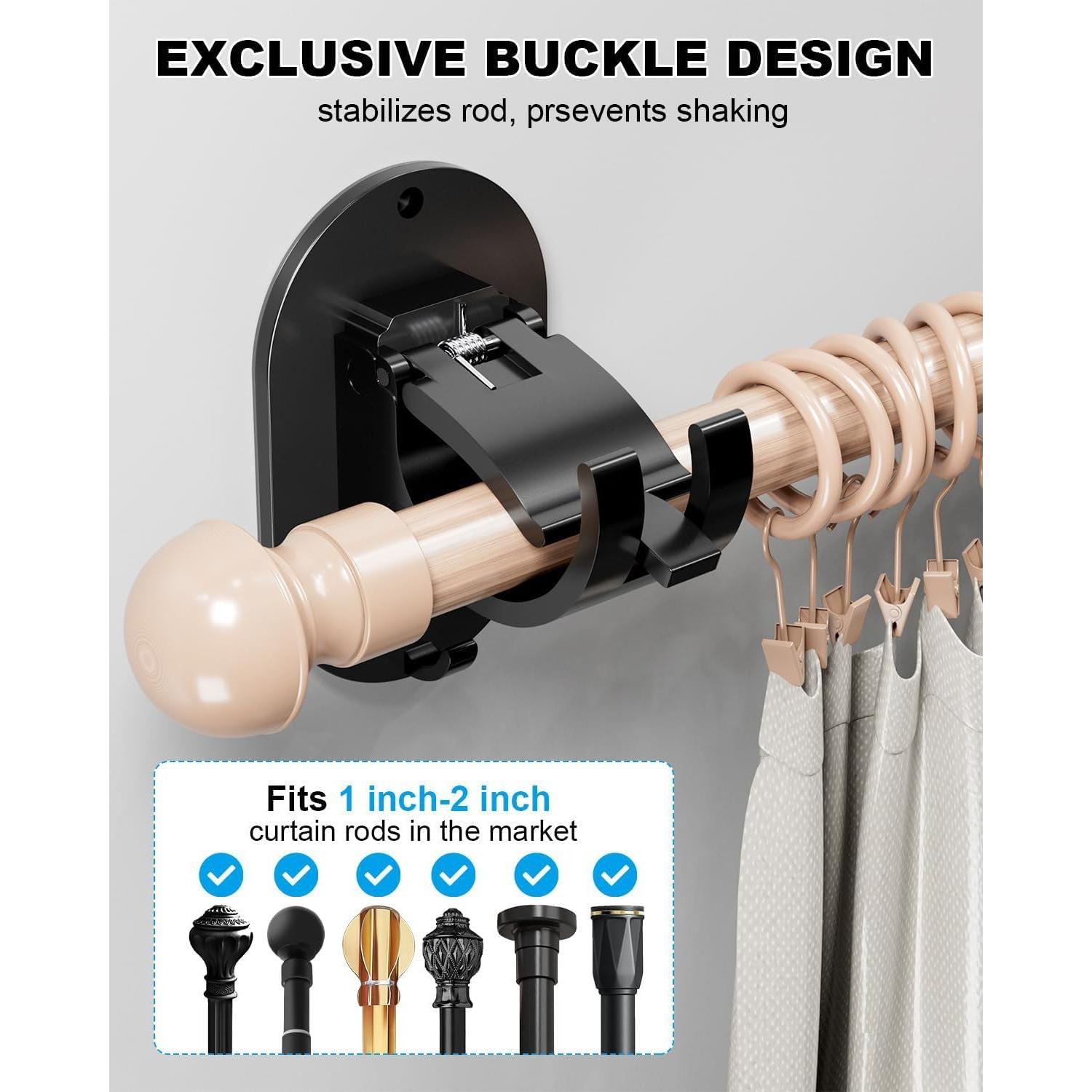 Soportes de Cortina Autoadhesivos MULIKE 4 Piezas Blanco