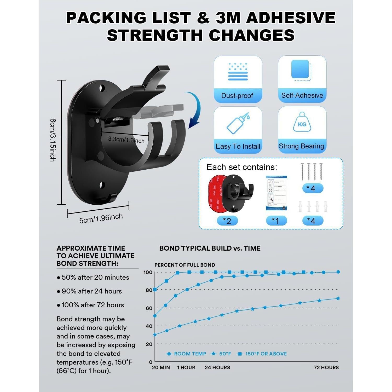 Soportes de Cortina Autoadhesivos MULIKE 4 Piezas Blanco