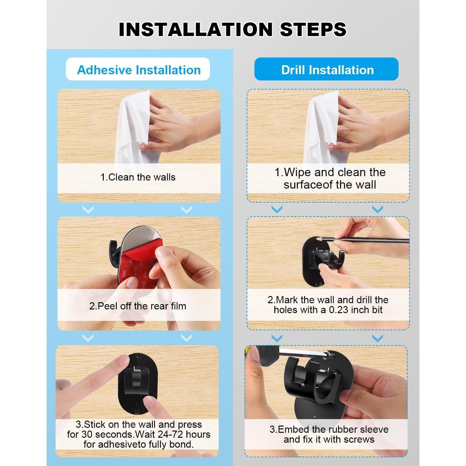 Soportes de Cortina Autoadhesivos MULIKE 4 Piezas Blanco