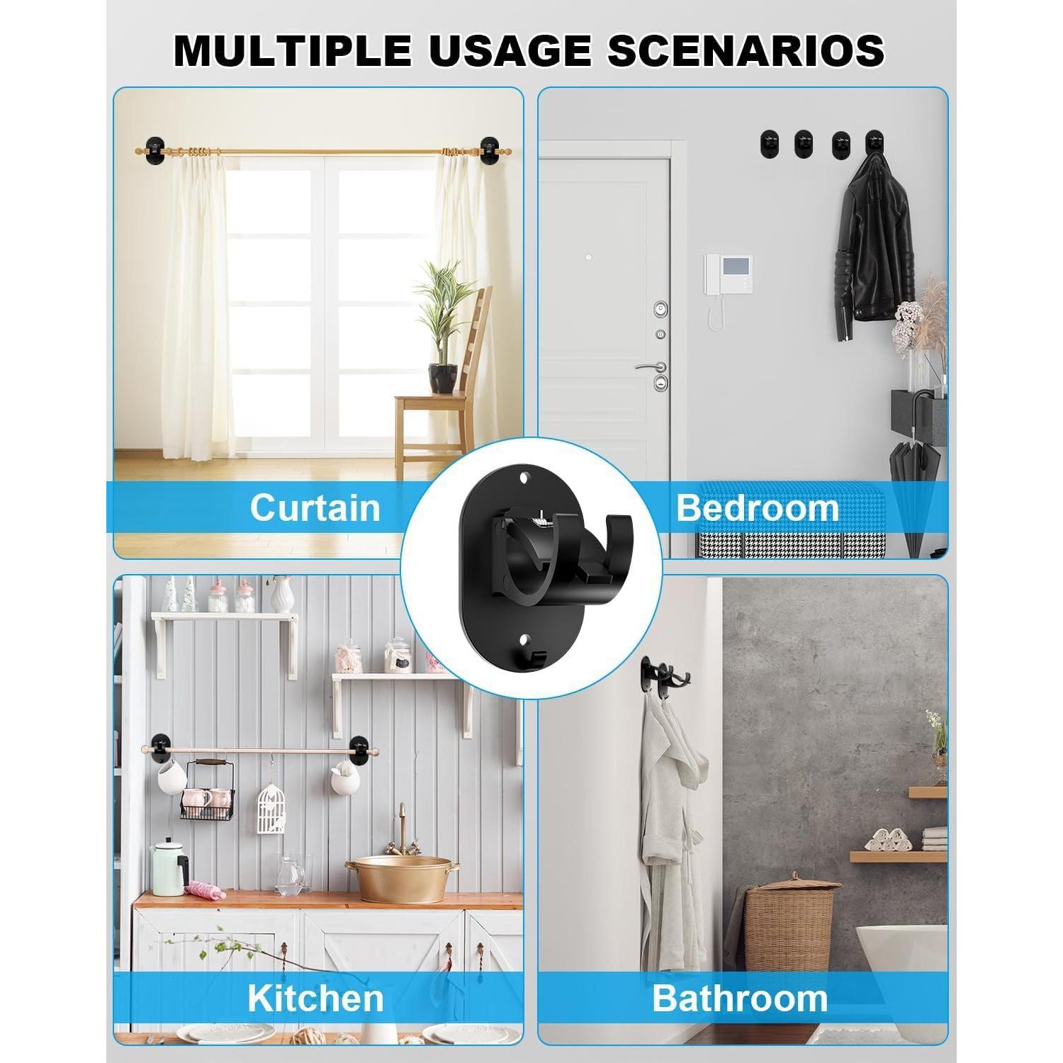 Soportes de Cortina Autoadhesivos MULIKE 4 Piezas Blanco