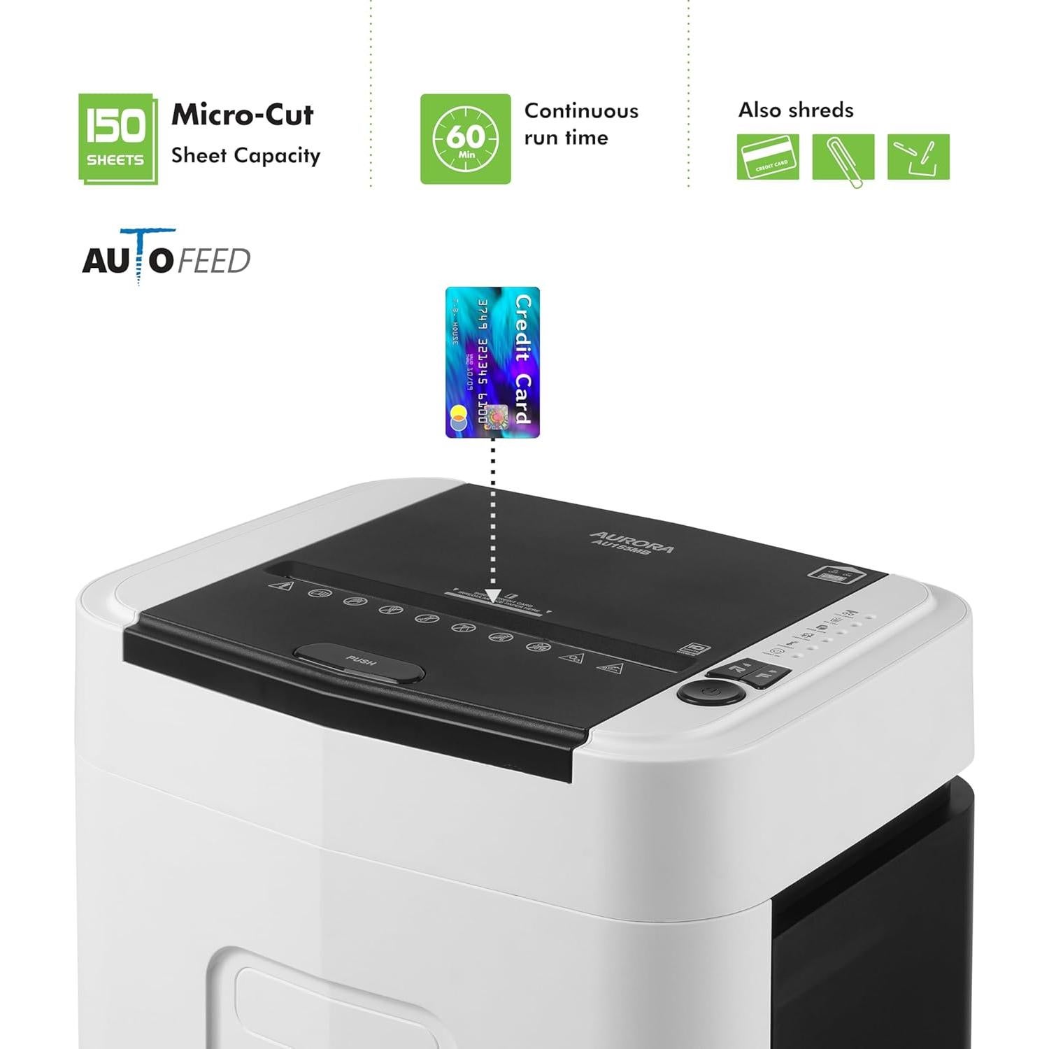 Trituradora de Papel Aurora AU155MB Micro-Corte 150 Hojas