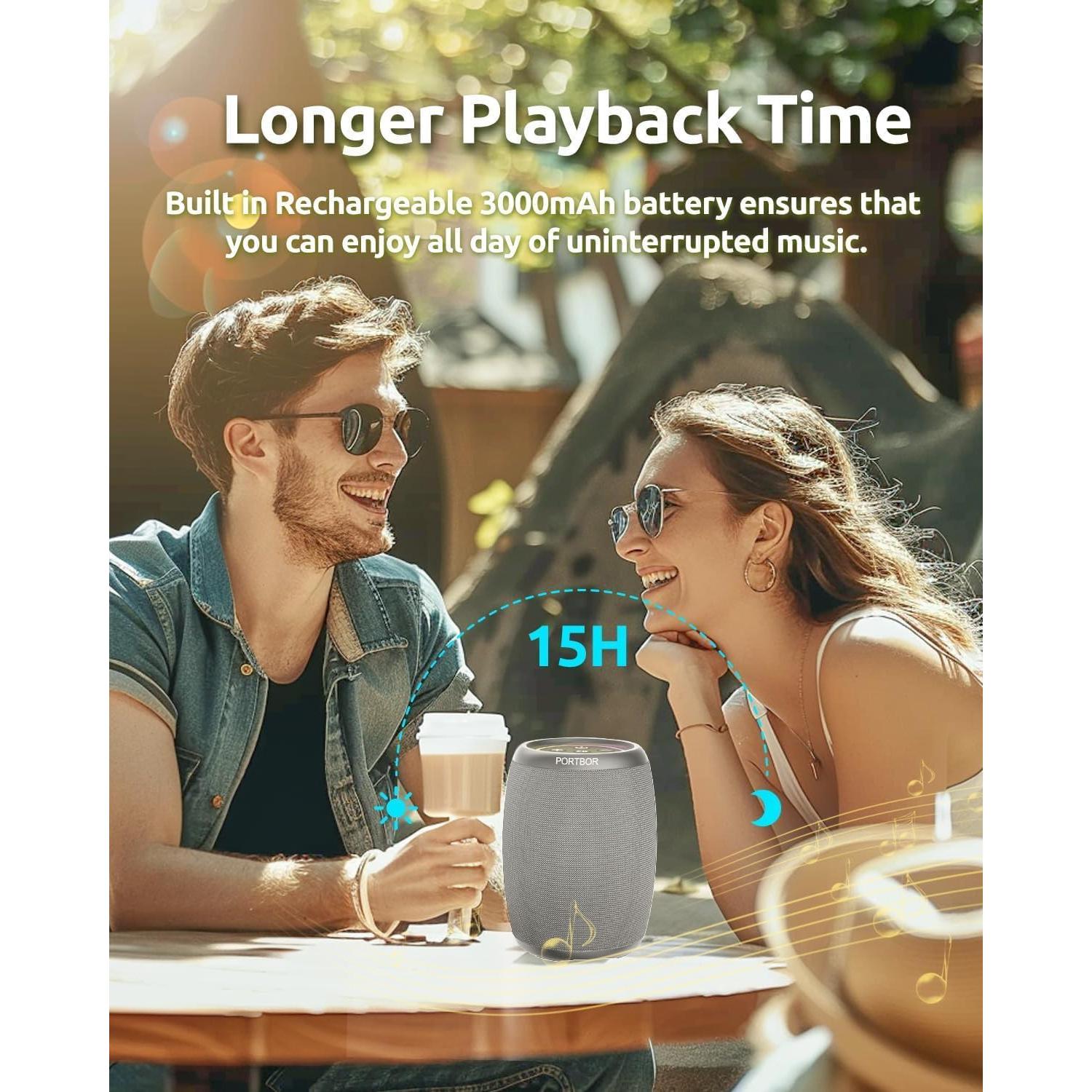 Altavoz Bluetooth PORTBOR Portátil Impermeable IPX5 13.2cm