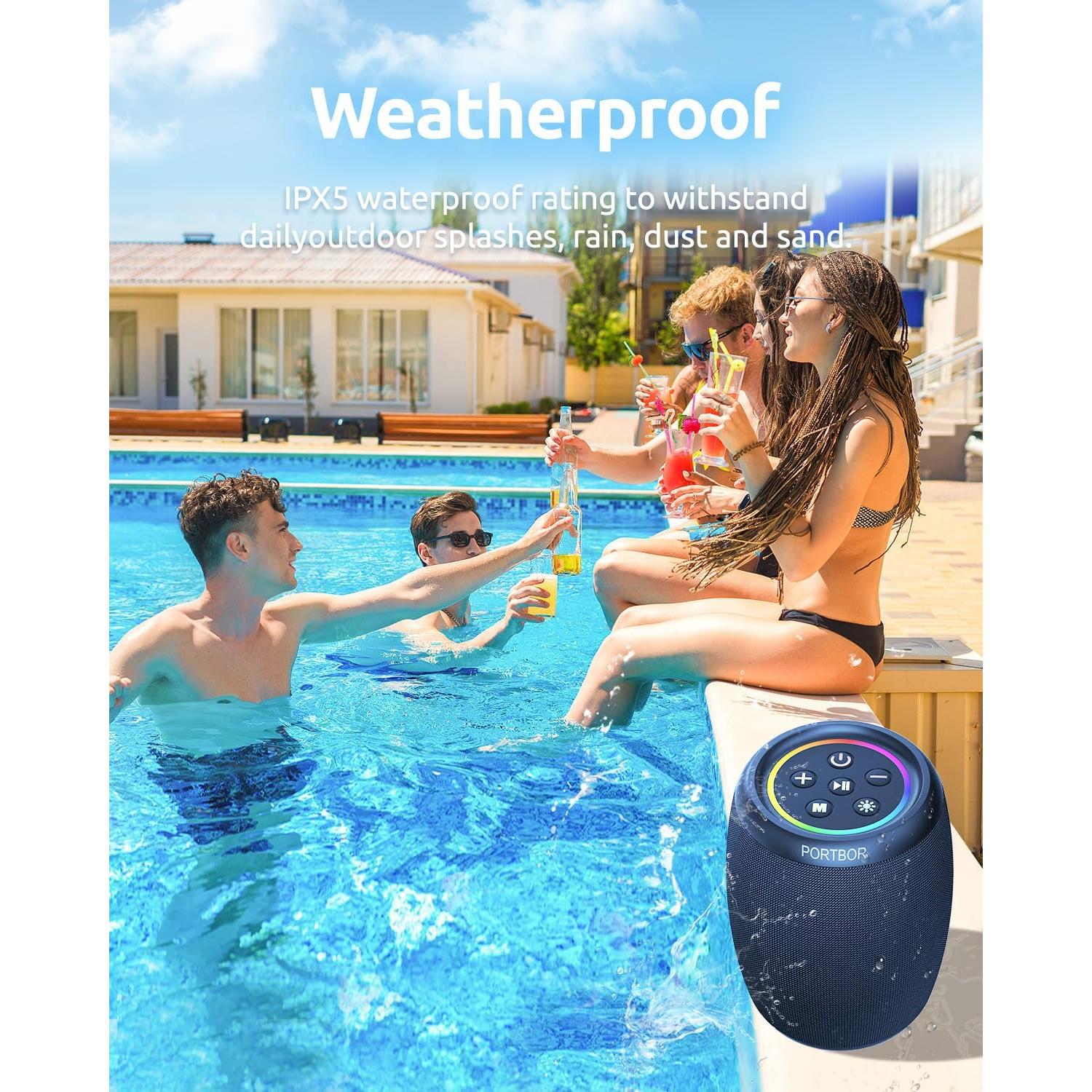 Altavoz Bluetooth PORTBOR Inalámbrico Impermeable IPX5 15h