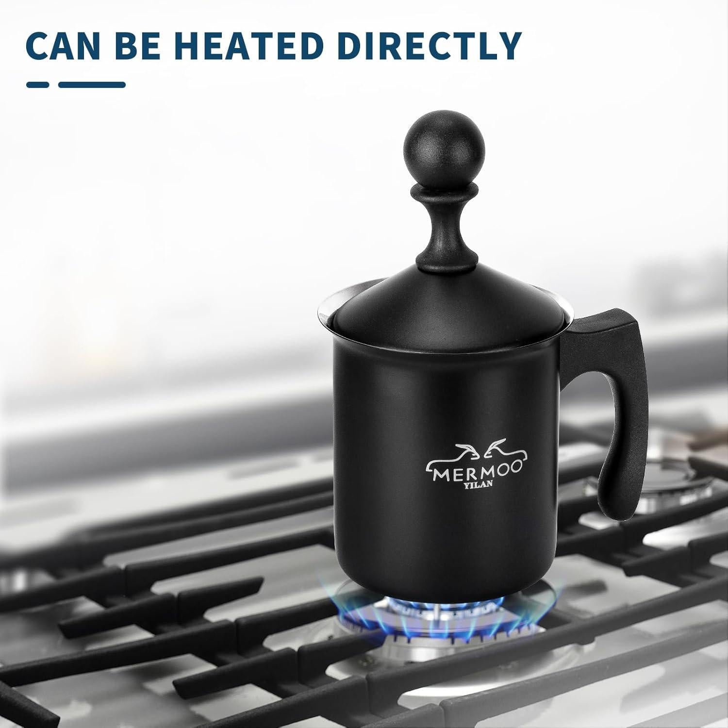 Espumador de Leche Manual MERMOO YILAN 400ml Negro