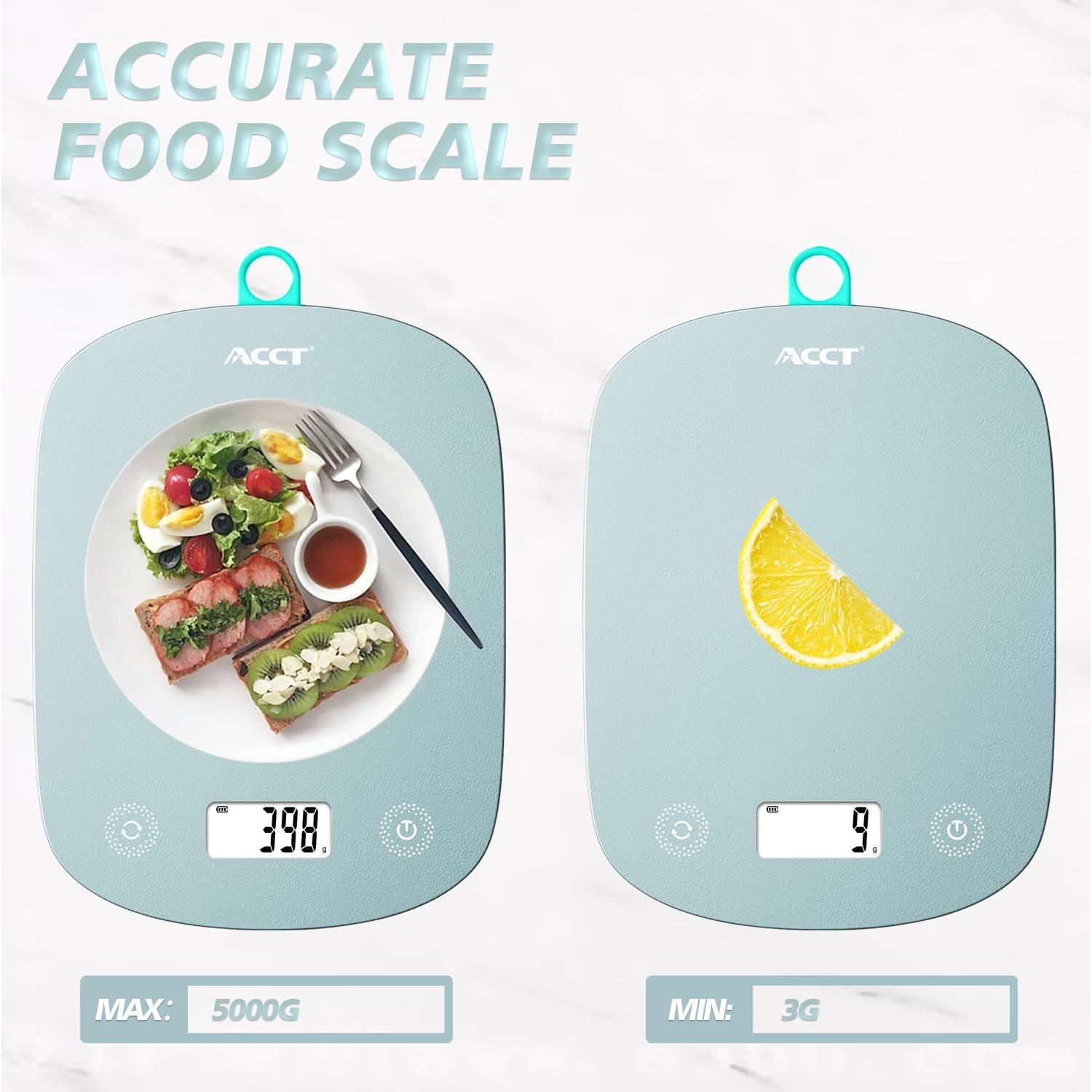 Báscula de Cocina Digital ACCT 4.99kg Verde con Función Tara