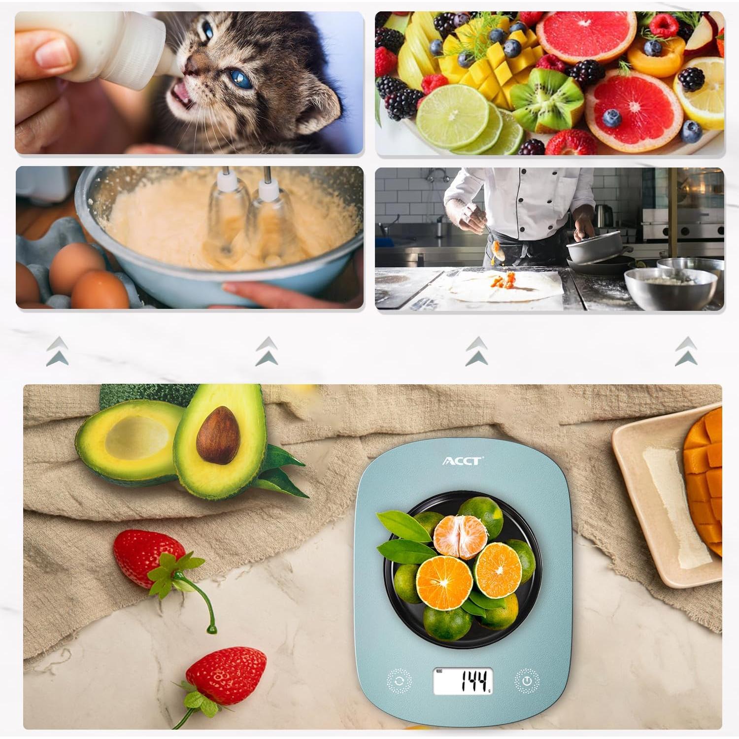 Báscula de Cocina Digital ACCT 4.99kg Verde con Función Tara