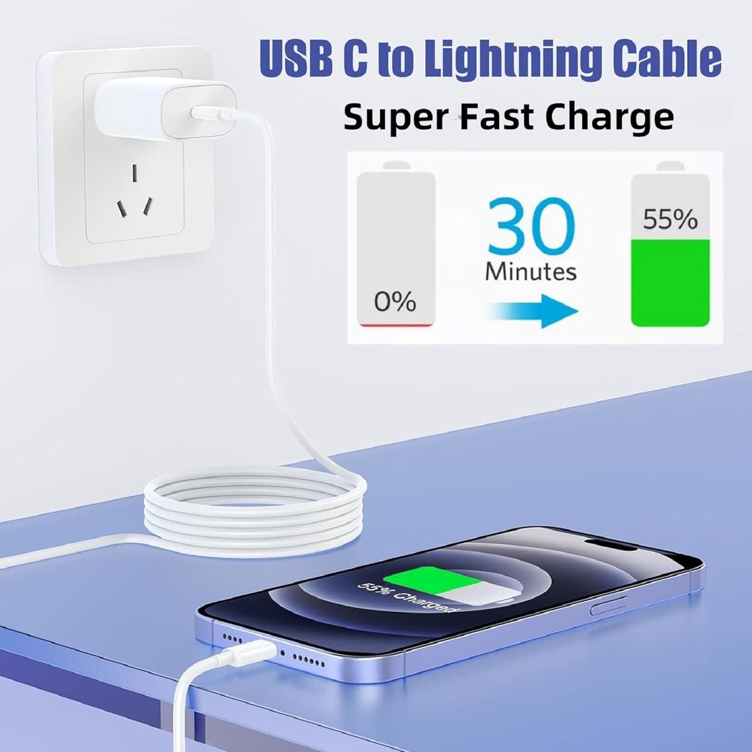 Cable USB C a Lightning 20 pies Setolgh 27W carga rápida