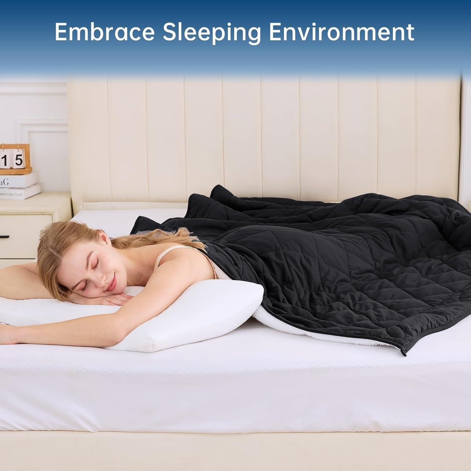 Manta Pesada Reversible OMYSTYLE 122x183 cm Sherpa Negro