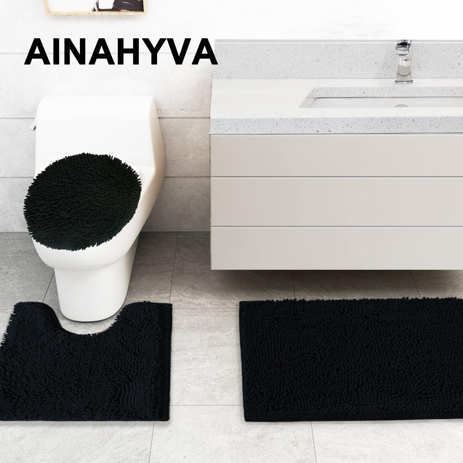 Juego de 3 Alfombrillas de Baño AINAHYVA Chenilla Antideslizante