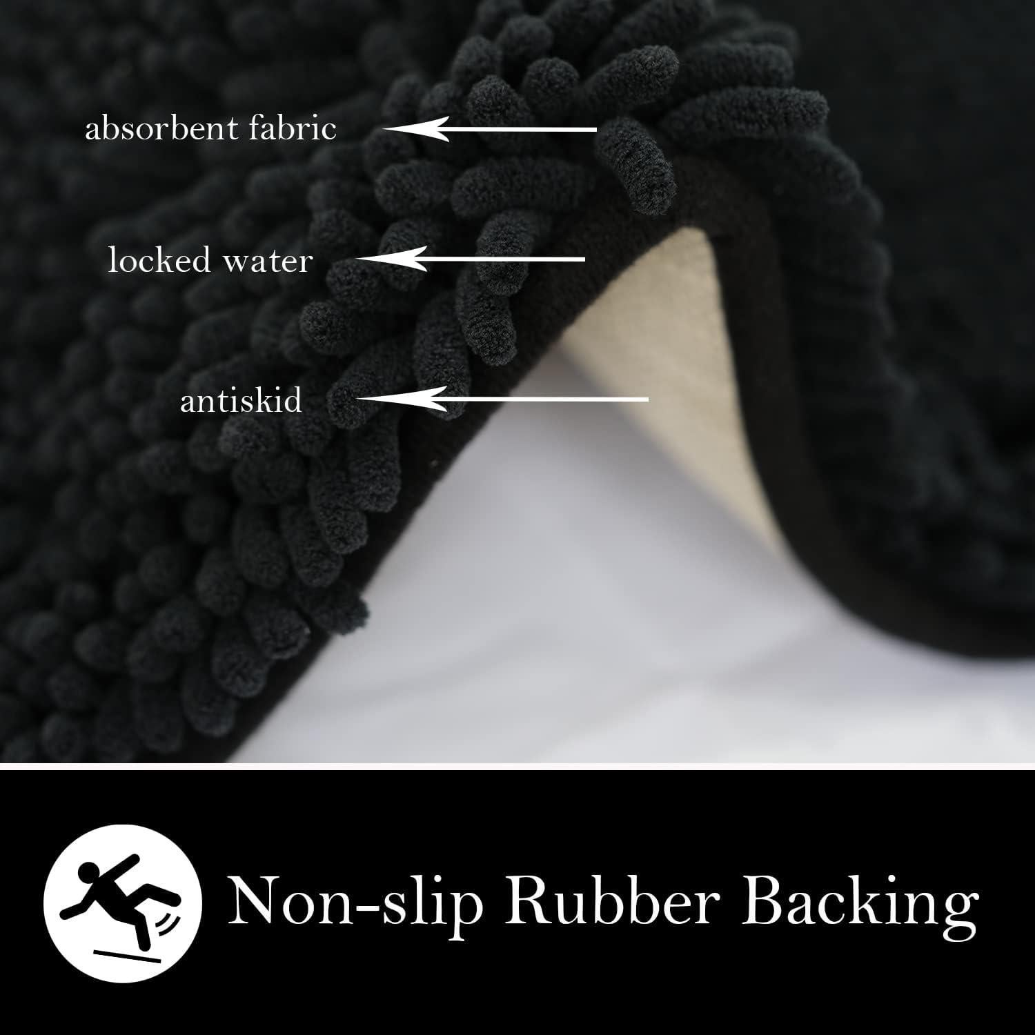 Juego de 3 Alfombrillas de Baño AINAHYVA Chenilla Antideslizante